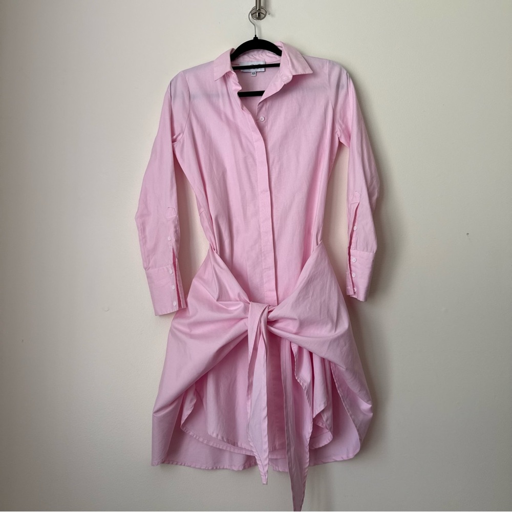 Bognar Blu Striped Light Pink Pink Draped Shirtdress, size XS